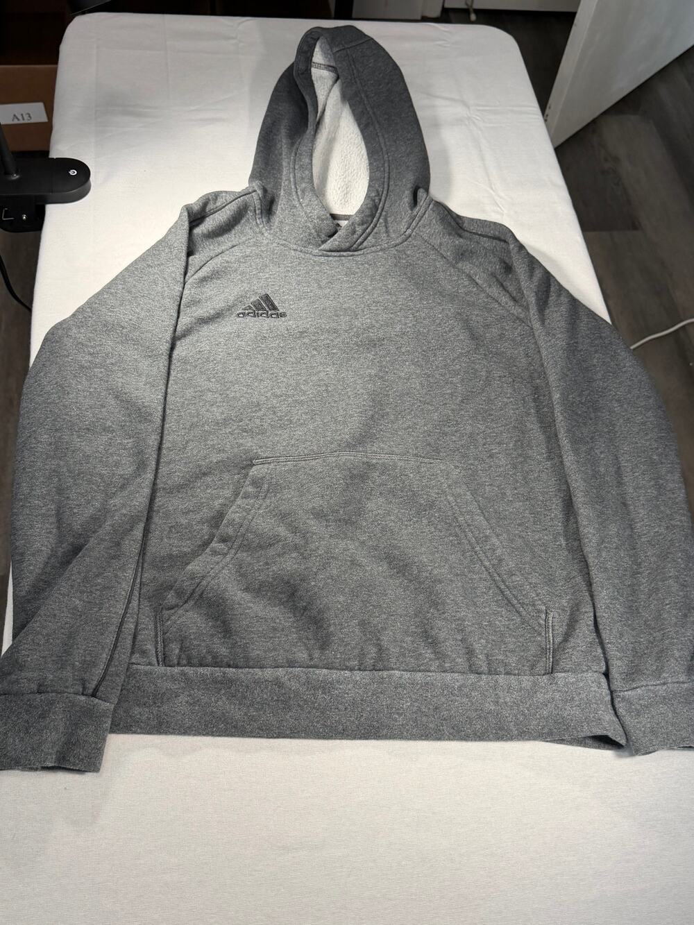 Adidas Gray Sherpa Lined Pullover Hoodie Youth Large 13-14